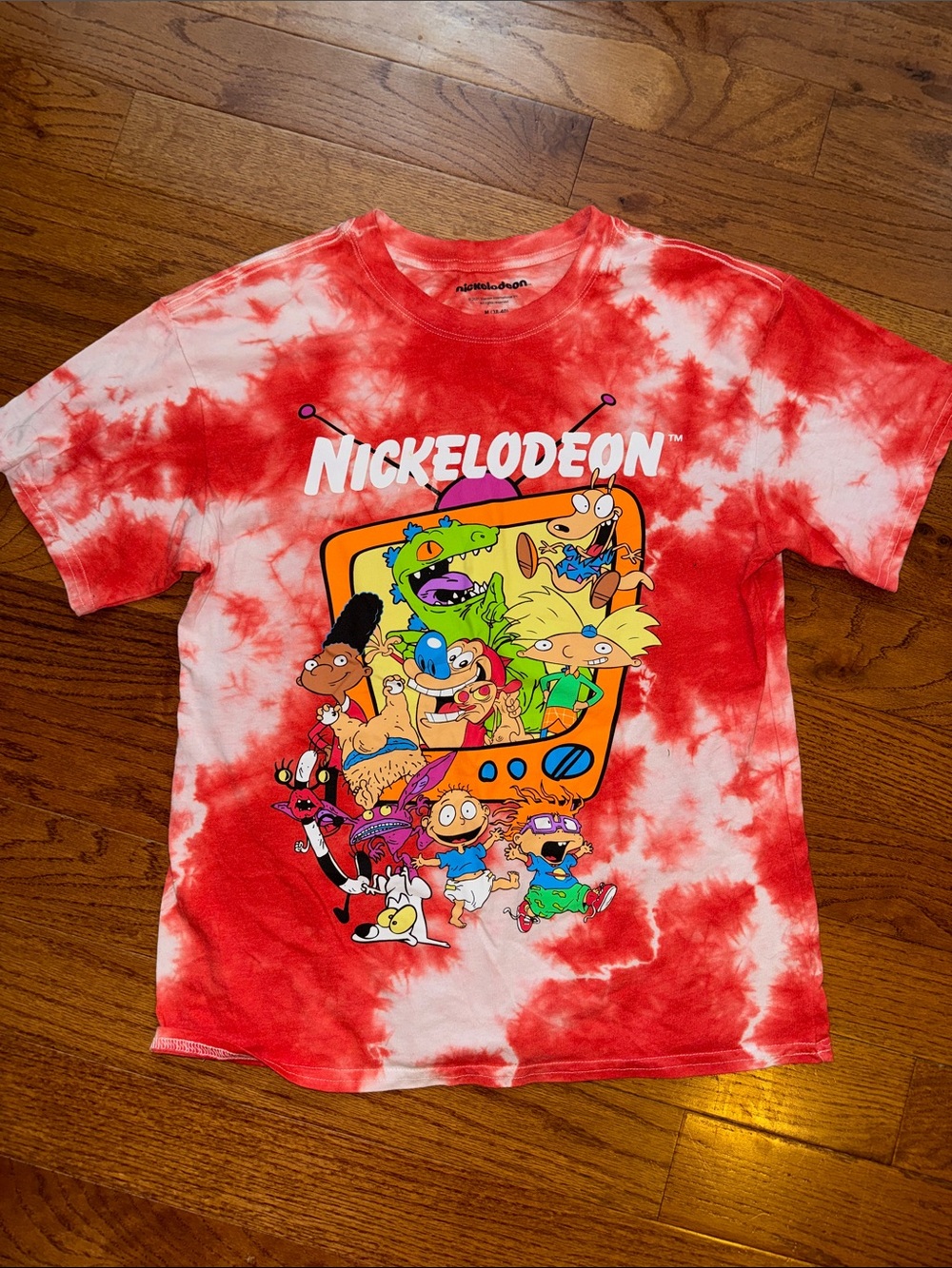 Nickelodeon Red & White Tie-Dye Cartoon Character Tee